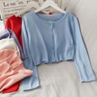 Button-down Crop Knit Top In 6 Colors