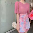 Short-sleeve T-shirt / Mini Skirt / Paneled Dress