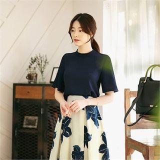 Crew-neck Short-sleeve Chiffon Top