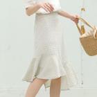 Plaid Asymmetrical Ruffle Hem A-line Skirt