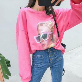 Face Print Drop-shoulder Sweatshirt