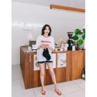 Cutout-back Letter Oversized T-shirt