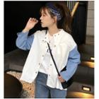 Two-tone Snap-buttoned Jacket White - One Size