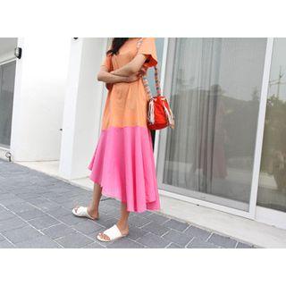 Asymmetric-hem Two-tone Maxi Dress