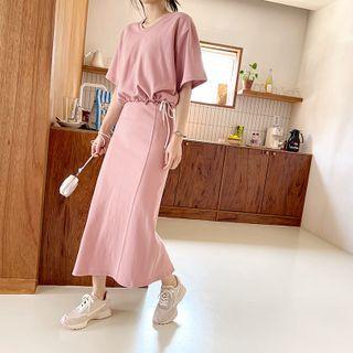 Drawcord Top & Skirt Sweatsuit Set