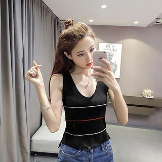 Sleeveless Lace-up Back Knit Top