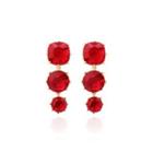 Fashion And Elegant Plated Gold Geometric Round Red Cubic Zirconia Earrings Golden - One Size
