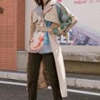Mock Two-piece Double Breasted Long Coat