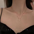 925 Sterling Silver Rhinestone Pendant Necklace Rose Gold - One Size