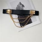 Layered Chain Faux Leather Belt Black - One Size