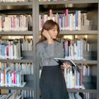 Open-placket Glen-plaid Blouse Black - One Size