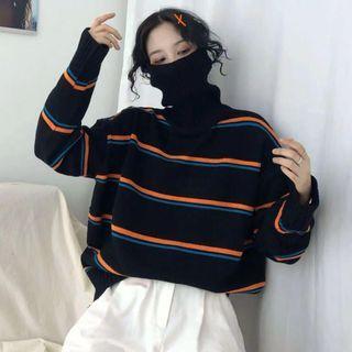 Turtle Neck Stripped Knit Top