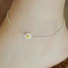 925 Sterling Silver Flower Anklet Daisy - Yellow & White - One Size
