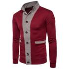 Stand-collar Two-tone Cardigan