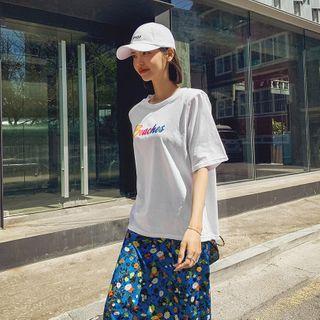 Letter-printed Cutout-back T-shirt