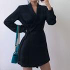 Long-sleeve Mini Wrapped Dress Black - One Size