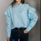 Frilled Colored Cotton Shirt
