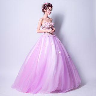 Strapless Beaded Applique Wedding Dress