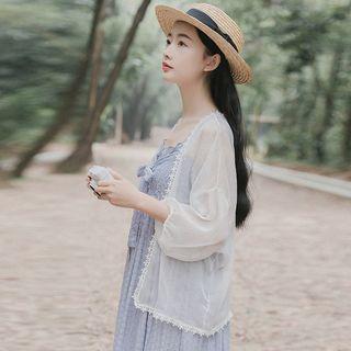 Open-front Lace-trim Light Jacket