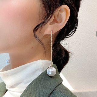 Rhinestone & Faux Pearl Dangle Earring 1 Pair - One Size