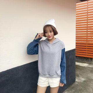Denim Panel Hoodie