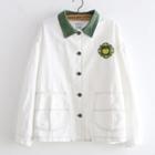 Fruit Embroidery Buttoned Jacket White - One Size