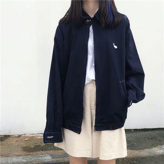 Rabbit Printed Denim Jacket Dark Blue - One Size