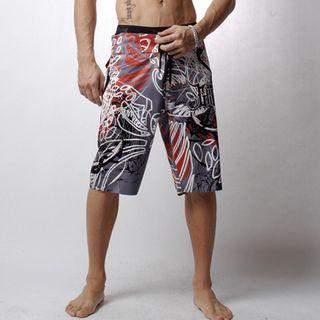 Drawstring-waist Printed Shorts Xl