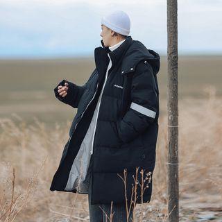 Lettering Embroidered Padding Long Jacket