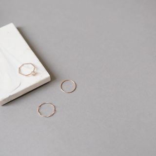 Rhinestone Stacking Ring Set (3 Pcs) Pink Gold - One Size