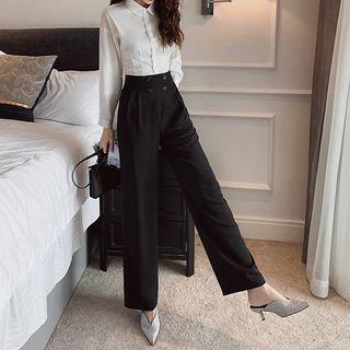 Long-sleeve Shirt / Wide-leg Pants / Set