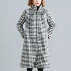Gingham Frog Buttoned Padded Jacket