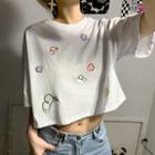 Embroidered Short Sleeve Crop T-shirt