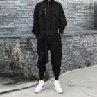 Hooded Zip-up Belted Jumpsuit