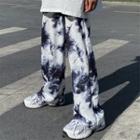 High-waist Tie-dyed Straight-cut Pants