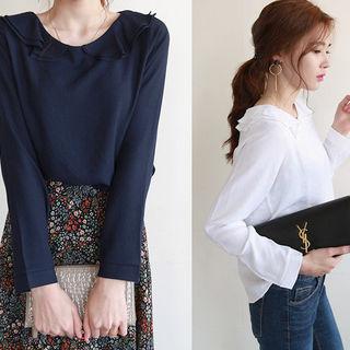 Ruffle-collar Long-sleeve Top