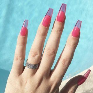 Long Nail Art False Nail 367 - Rose Pink - One Size
