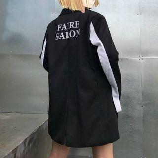 Letter Color Block Blazer Black - One Size