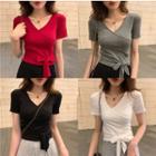 V-neck Short-sleeve T-shirt / Wide Leg Pants / Set
