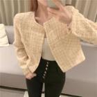 Tweed Button-up Cropped Jacket