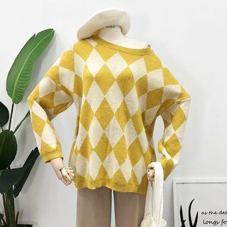 Loose-fit Argyle Knit Sweater
