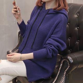 Drawstring Chunky Knit Hoodie