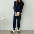 Set: Button-cuff Sweatshirt + Smock-waist Jogger Pants