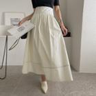 Stitch-trim Flared Long Skirt