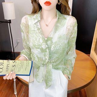 Tie-front Tie-dyed Shirt
