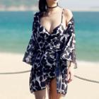 Set: Patterned Swimsuit + Beach Cover