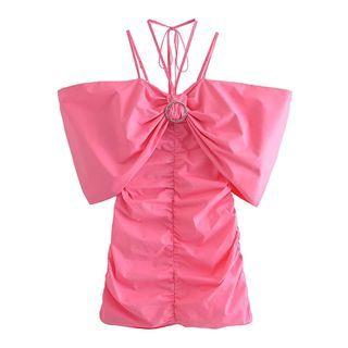 Off-shoulder Bow Mini Sheath Dress