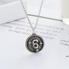 925 Sterling Silver Numerical 6 Pendant Necklace With Necklace - Set - Dark Silver - One Size