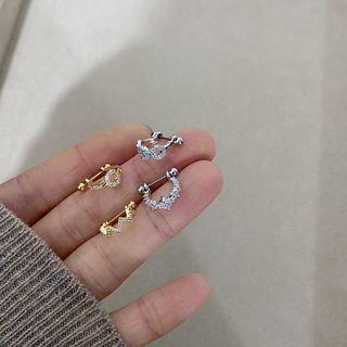 Geometric Rhinestone Stainless Steel Earring (various Designs) / Set