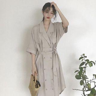 Double-breasted Loose-fit Midi Shirtdress